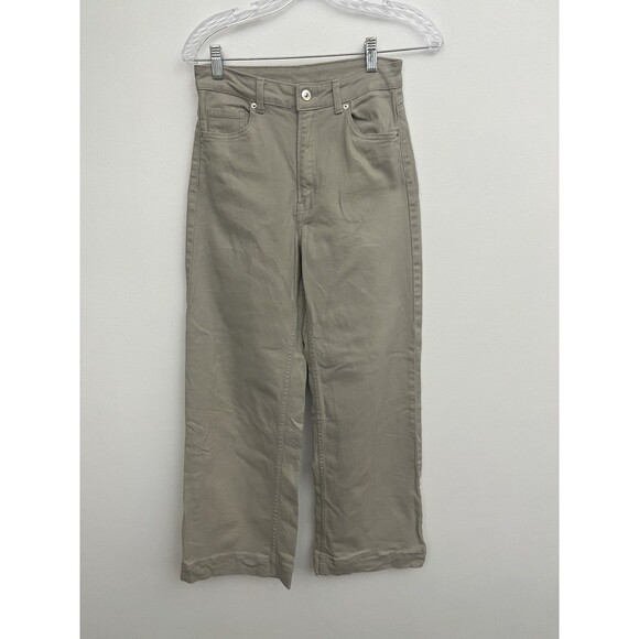 Divided H&M Women’s Jeans Wide Leg Size 6 High Rise Beige Denim Zipper/ Button - Picture 1 of 8